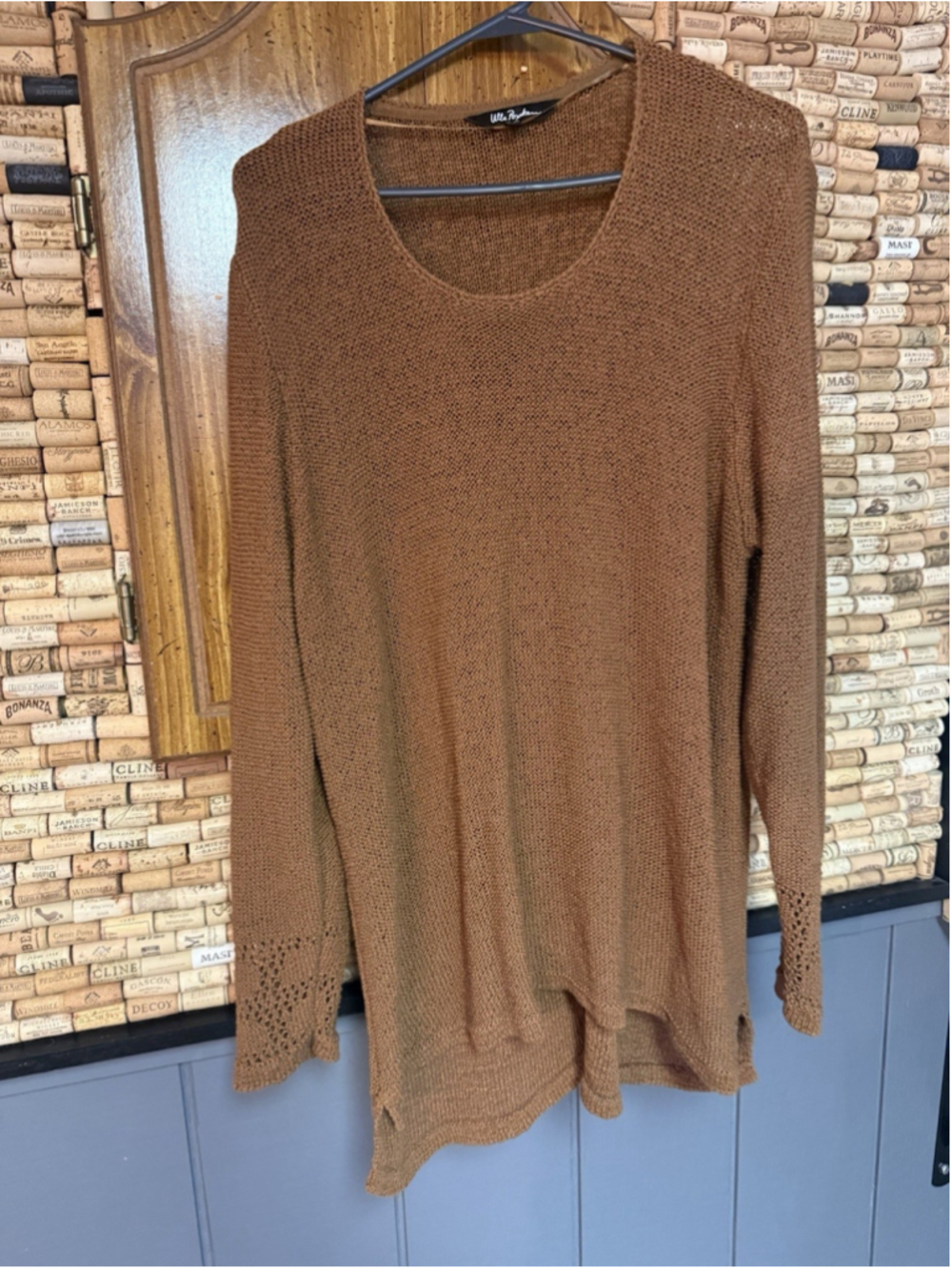 Ulla Popken Women’s Brown Crochet Tunic Sweater Size 16/18